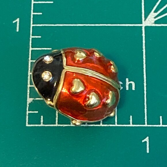 Vintage AVON Love Bug Brooch Pin Ladybug Insect Hearts Enamel Rhinestone Eyes - Picture 13 of 14